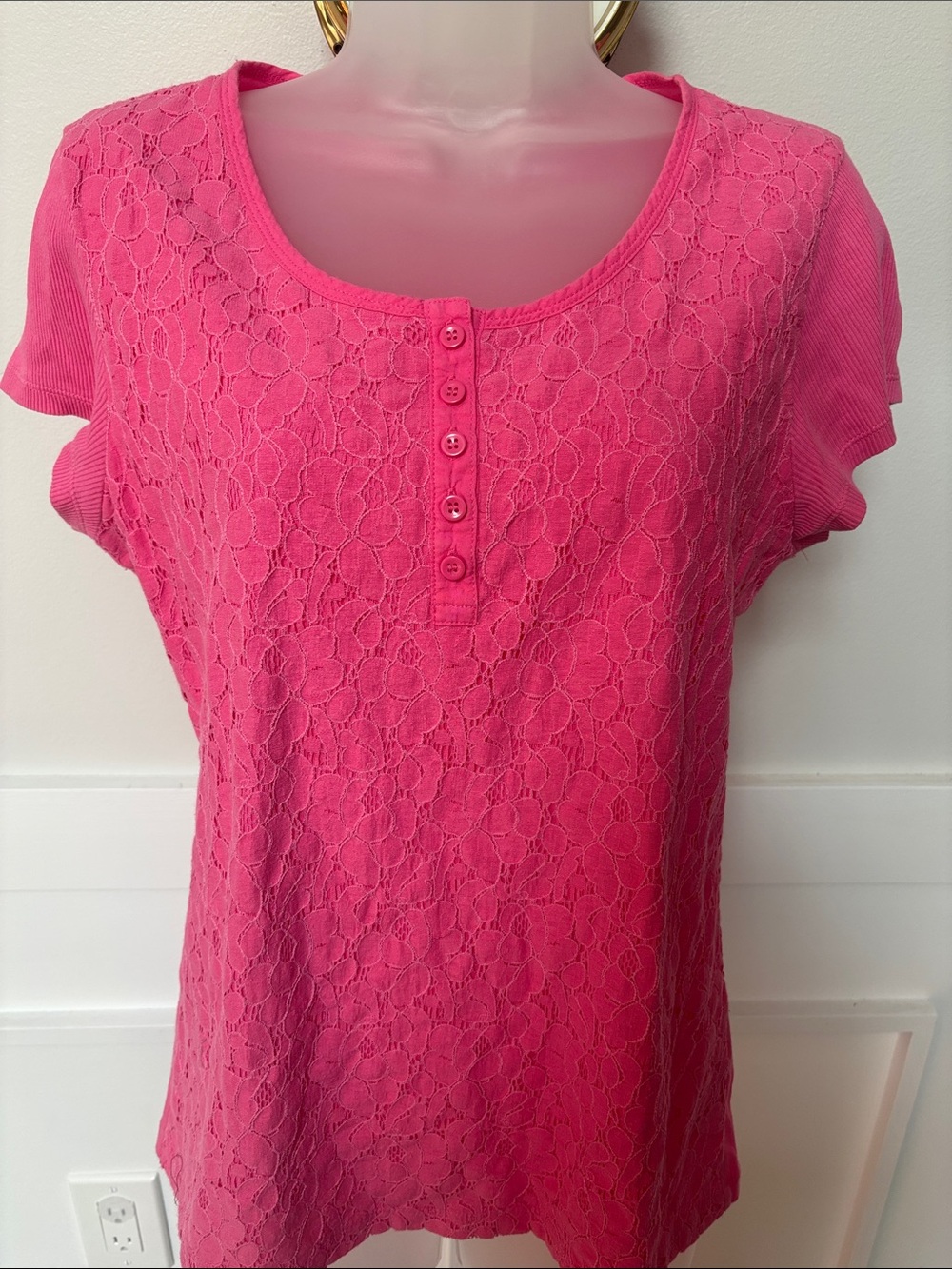 Jones New York Sport Henley lace top